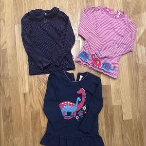 Set of three Navy and Pink JoJo Maman Bebe Tops 5-6